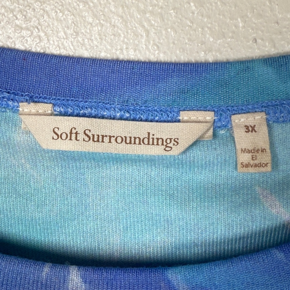 Soft Surroundings Tunic Top 3X Lilac Watercolor 3/4 Slv Comfy Stretch Cozy Artsy - Picture 4 of 15
